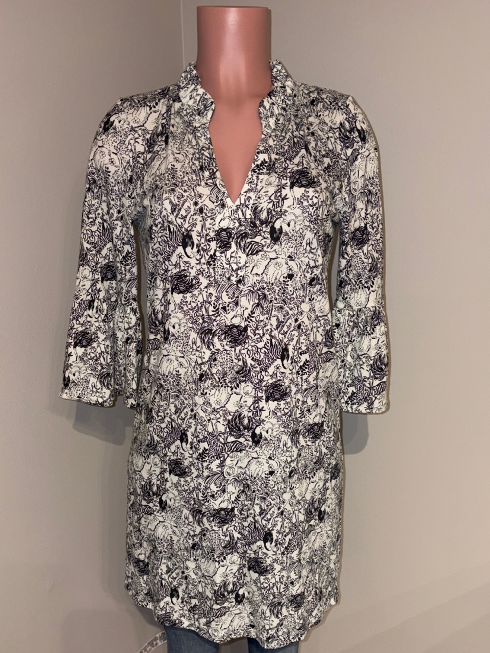 Lilly Pulitzer Hayes Supima Cotton Shift Dress Onyx Animal Magnetism Size S